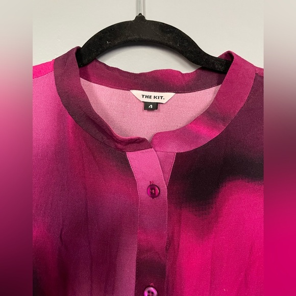 The Kit | Cobie Shirtdress in Pink and Black Love Haze Button Up Midi Sz 4 - Picture 7 of 16